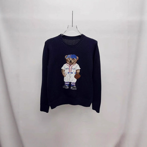 RL Automne/Hiver Nouveau <span class=keywords><strong>Pull</strong></span> en Mélange Laine-Coton Brodé Motif Ours Cartoon Col Rond Style Preppy Jeunesse Manches Longues Femme - Product Image 4