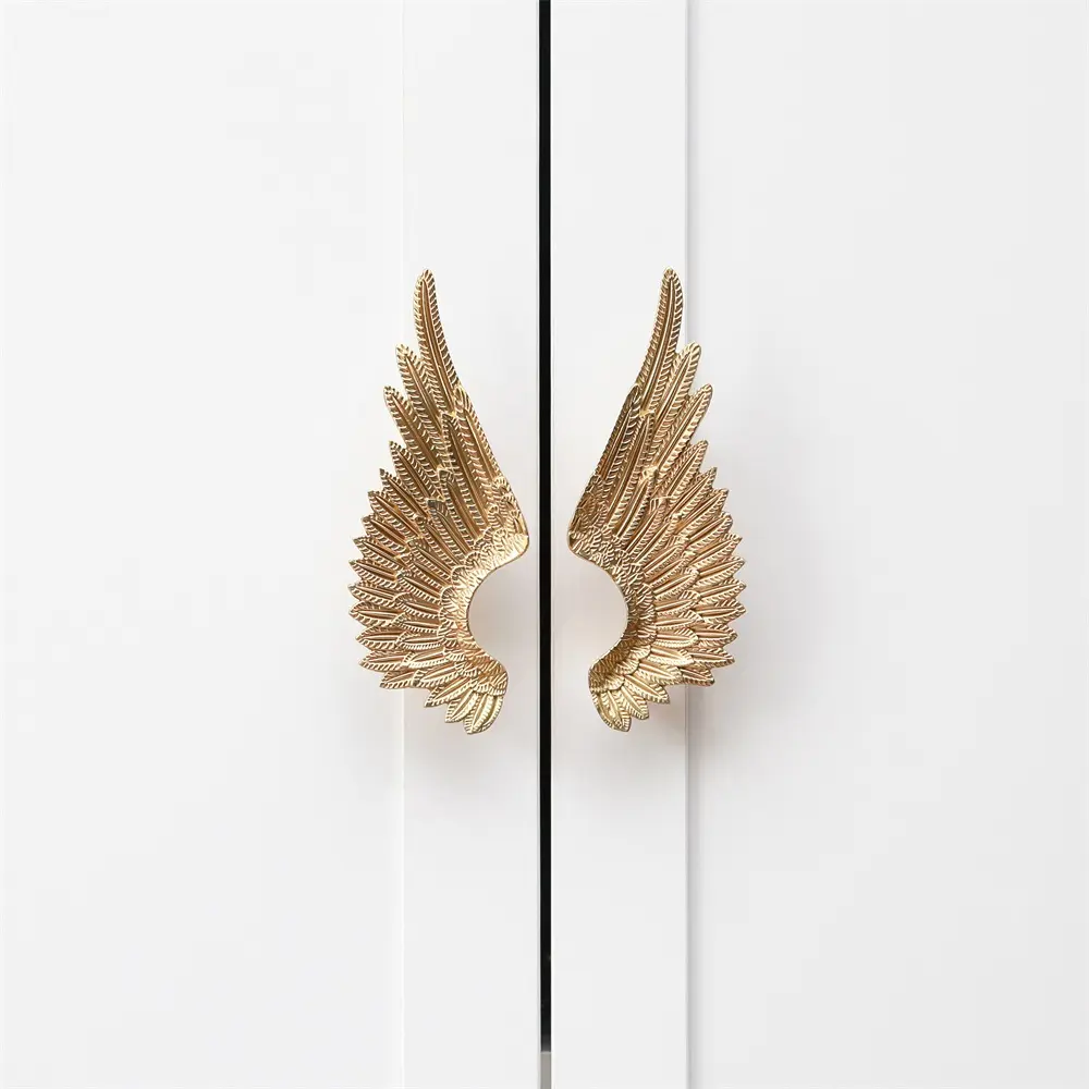Maxery आधुनिक और रचनात्मक कैबिनेट खींचती एन्जिल पंख घर livingroom फर्नीचर अलमारी knobs के लिए आधार के साथ दरवाज़े के हैंडल