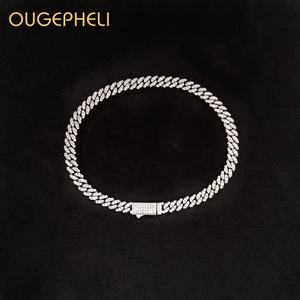 OUGEPHELI 6mm Hip Hop Iced Out CZ Zircon <span class=keywords><strong>Collar</strong></span> De Cadena Cubana Eslabones Cubano <span class=keywords><strong>Collar</strong></span> Miami Cuban Link Chain para hombres y mujeres - Product Image 1