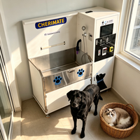 Machine de lavage et de séchage pour animaux de compagnie en acier inoxydable de luxe pour salle de bain, avec panneau de commande intelligent pour chats et chiens