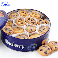 Biscuits à la fraise en boîte métallique bleue, emballage alimentaire pour biscuits délicieux, galletas, snacks, vente chaude