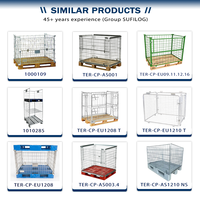 Châssis de palette en treillis métallique verrouillable en acier galvanisé, empilable et détachable pour la logistique et le transport en entrepôt