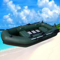 Bateau gonflable de pêche à plancher en bois pour 3 personnes avec moteur WELLSURF