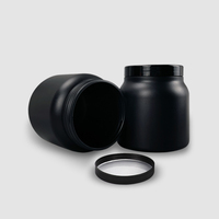 Pot de stockage de suppléments de protéines en plastique HDPE rond noir mat personnalisé de 1 litre, 2 litres, 3 litres, 5 litres