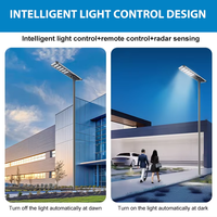 Lampadaire solaire LED tout-en-un 100W-500W avec batterie, étanche IP65, télécommande, personnalisable, intégré pour extérieur
