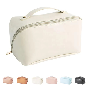 Bolsa de Maquillaje de Cuero PU Personalizada, Bolsa de Aseo con Cierre de Cremallera y Lona - Product Image 3