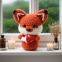 Kit de crochet amigurumi personnalisé avec logo, renard roux, kit de bricolage pour débutants, jouet en peluche fait main, cadeau pour enfants et adultes