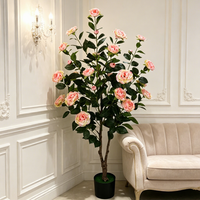 Fleurs décoratives, couronnes et plantes artificielles, faux camélias, bonsaïs en tissu, arbres artificiels, accessoires de décoration pour bar et maison