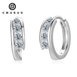 Bijoux fins boucles d'oreilles femmes 925 en argent Sterling rond VVS1 Moissanite diamant classique Cycle <span class=keywords><strong>vertueux</strong></span> conception boucles d'oreilles - Product Image 1