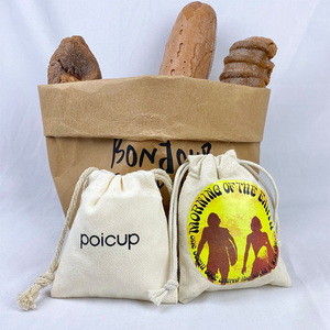 Sac à cordon en coton biologique 100% couleur naturelle, sac anti-poussière tendance - Product Image 5