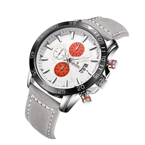 Reloj deportivo clásico de cuarzo analógico para hombre, correa de cuero genuino, caja de acero inoxidable con puntero <span class=keywords><strong>Exactime</strong></span>, esfera de cristal para ventana - Product Image 1