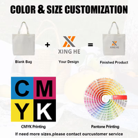 Sac de courses en toile de coton rouge XingHe avec logo personnalisé, réutilisable, avec soufflets latéraux et au bas