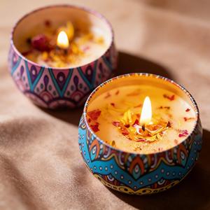 Vela Aromática de Cera de Soya en Recipiente Redondo de Cerámica Estilo Bohemio, Aromaterapia Floral, Yoga, Meditación, Hecha a Mano, Duración de 20-40 Horas - Product Image 4