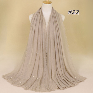 Best Seller malese splendida nappa di perle etnico scialle tinta unita in maglia di <span class=keywords><strong>cotone</strong></span> Hijab lungo per donne musulmane bandane calde - Product Image 5