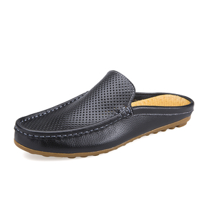 Sandales pour hommes, nouvelle conception, grande taille, respirantes, en cuir fendu, sans talon, tendance - Product Image 2