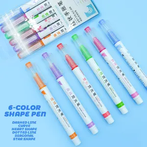 Set di pennarelli evidenziatori con curva graffiti a 6 colori pennarello con inchiostro fluorescente personalizzato