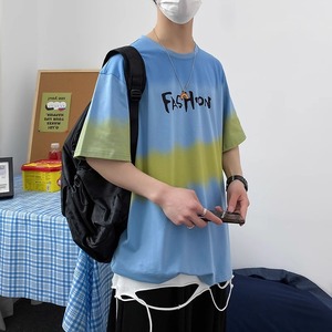 T-shirt da uomo in seta ghiacciata a maniche corte, con stampa di lettere, casual estivo, vestibilità ampia per stile street e da spiaggia - Product Image 6