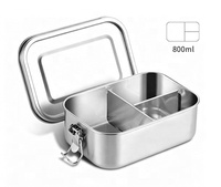 Boîte à bento en acier inoxydable Golden Key Wholesale de 1400 ml avec compartiments, étanche, en métal, avec clips de verrouillage, personnalisable OEM