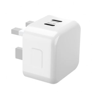 Pengisi daya dinding portabel perjalanan steker EU UK, USB Tipe c <span class=keywords><strong>2</strong></span> port, pengisian daya cepat 43W - Product Image 3