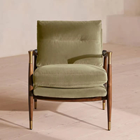 Italienischer Designer-Wohnzimmer-Sessel, Einzelsofa, Mid-Century Massivholz-Samtsessel für Schlafzimmer