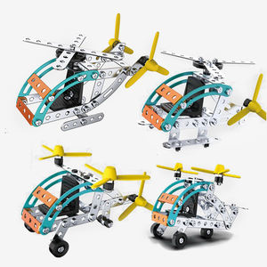 Artículos de 1 dólar, 99 piezas de autoensamblaje, modelo de Metal, bloques de construcción, avión, helicóptero, estructuras de juguete, <span class=keywords><strong>juegos</strong></span> meccanoed de helicóptero - Product Image 1