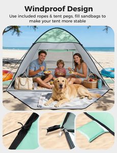 Carpa de Playa Plegable OEM con Protección Solar UPF 50+, Puerta con Cierre para 1-4 Personas, Carpa de Playa Portátil con Bolsa de Transporte - Product Image 5