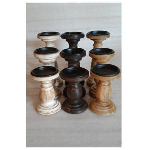 Bougeoir en bois poli fait à la main, disponible en toute taille et sur mesure, couleur et couleur naturelle - Product Image 3