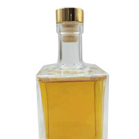 Bouteille en verre carrée de 700ml 750ml Bouteille en verre transparente Nordic Spirits, adaptée au rhum, à la vodka, au whisky, à la tequila et au gin