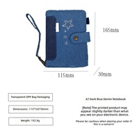 Agenda de Tela Azul Marino A7, Diseño Exclusivo, con Porta Tarjetas y Hojas Sueltas, Tamaño de Bolsillo