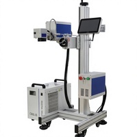 Mesin Penanda Laser Serat Vertikal Tipe Kolom 5W Auto Focus Scanning untuk Papan Nama Logam, Logo, Barcode, Ukiran Permanen
