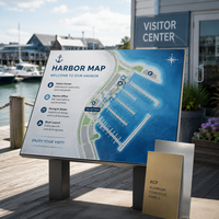 Panneau de signalisation de direction pour le stationnement des bateaux en quai, en Dibond personnalisé, pour l'affichage d'informations sur les installations en bord de mer