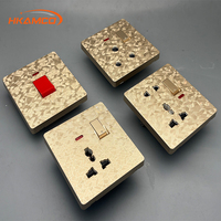 Panel de Interruptor de Pared con Textura Dorada de 86 mm, Interruptor de Luz de 2 Botones + Regulador de Velocidad de Ventilador, Interruptor Atenuador de 10 A, Panel Decorativo para PC, Uso Doméstico
