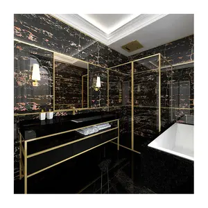 High Quality Golden Flower Portoro Athens Black Italian Marble Toilet Slab Size