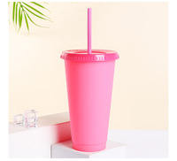 Gobelets en plastique colorés sans BPA de 16 oz/24 oz, gobelets froids, bouteille d'eau Macaroon, bouteille réutilisable avec enveloppes UV DTF