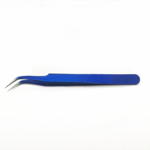 Wholesale blue tweezers, stainless steel colored clips, bird's nest picking, transplanting, eyelash <b>extension</b>, beauty, <b>nail</b> art - Product Image 2