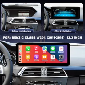 ZLH Android 13 layar sentuh 12.3 inci, CarPlay otomatis untuk Mercedes Benz C V Kelas W204 W205 W447 2008 2014 2015 Mobil GPS BT 4GSIM