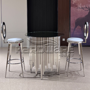 Chất lượng cao sự kiện đám cưới tiệc đồ nội thất Glass <span class=keywords><strong>Top</strong></span> bạc Thép không gỉ bảng Bar - Product Image 2