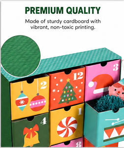 Luxury 12 Day <b>Christmas</b> Advent Calendar <b>Box</b> with Drawers Green Rigid Paperboard Mystery Blind <b>Box</b> for Kids Toy Packaging <b>Box</b> - Product Image 4