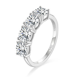 OAHLAN Groothandel Fijne Sieraden 2ct Ronde Slijpvorm 925 Sterling Zilver Eternity Moissanite Ring Belofte Trouwring voor Dames Meisjes - Product Image 1