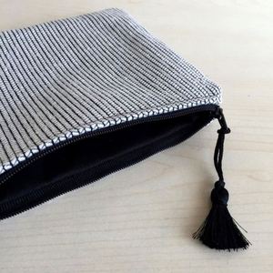 Eco-Friendly Cotton Cosmetic Bag Ladies Custom Boho Tassel <b>Storage</b> Travel Herringbone Zipper Pouch Ethnic Makeup Organizer - Product Image 5