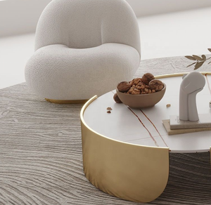 Divano in Tessuto Curvo Stile Nordico, Set di Mobili per Soggiorno, Ideale per Piccoli Appartamenti, B&B e Locali di Rilassamento - Product Image 5