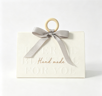Sac cadeau en papier avec poignée en bois, motif gaufré or, nœud, pour bonbons, chocolats, mariage, fête, emballage cadeau, logo personnalisé