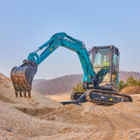 Mini-excavatrice sur chenilles SWE35UF à rotation zéro, 3,8 tonnes, hydraulique, équipée d'une benne de 0,25 m³