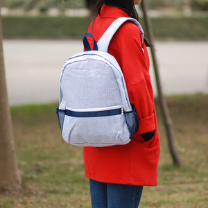 Sacs à dos en seersucker marine, lot <span class=keywords><strong>de</strong></span> 25 pièces, entrepôt GA, taille complète, sacs à rayures pour jeunes, sacs à dos légers pour étudiants, sacs à dos <span class=keywords><strong>de</strong></span> voyage - Product Image 4