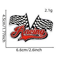 Patchs thermocollants en toile tissée grande taille brodés, motif drapeau à carreaux multicolore, style rétro course, pour les fans de motards et le streetwear