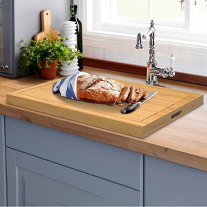 Cross-border bamboo kitchen <b>stove</b> cutting board, multi-purpose reversible tray, large capacity spice storage box - Product Image 4