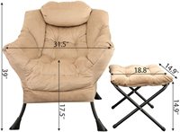 Fauteuil inclinable confortable en tissu velours avec repose-pieds, canapé amovible, jambes métalliques, confortable, avec pochette latérale
