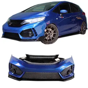 Car Bodykit For 14-18 Honda FIT JAZZ Change Type-R style Front Bumper Rear Bumper Sideskirts Grill With Paint plastic material