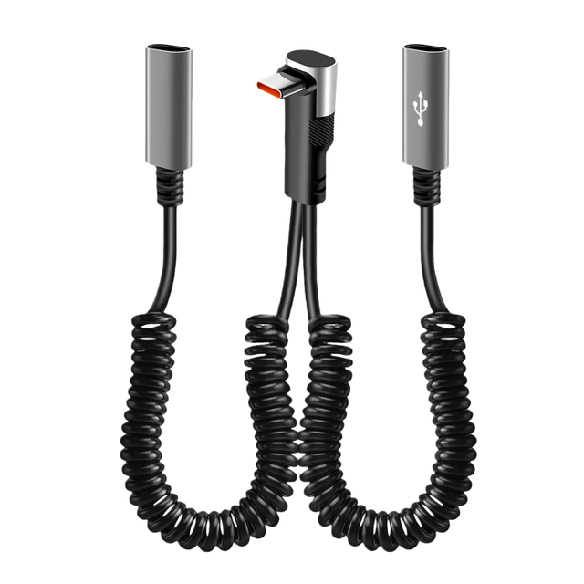 Coiled USB C Splitter 1 in 2 Out Dual USB C Headphone and Charger Type C Audio Adapter with  66W Fast Charging Dongle Cable