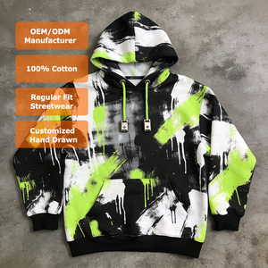 เสื้อฮู้ดดี้ผู้ชายแบบสั่งทำพิเศษ พิมพ์ลายเต็มตัว มีเชือกผูก ปิดคอแบบสวม สไตล์สตรีทแวร์ วินเทจ ลายวาดมือ กันยับ มีกระเป๋า ปลายแขนริบ OEM - Product Image 1